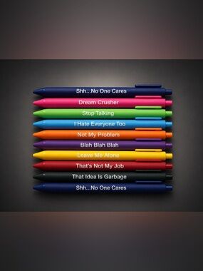 Funny Sarcastic Pens Set 10pc “Leave Me Alone” “Not My Problem” Office Gag Gift